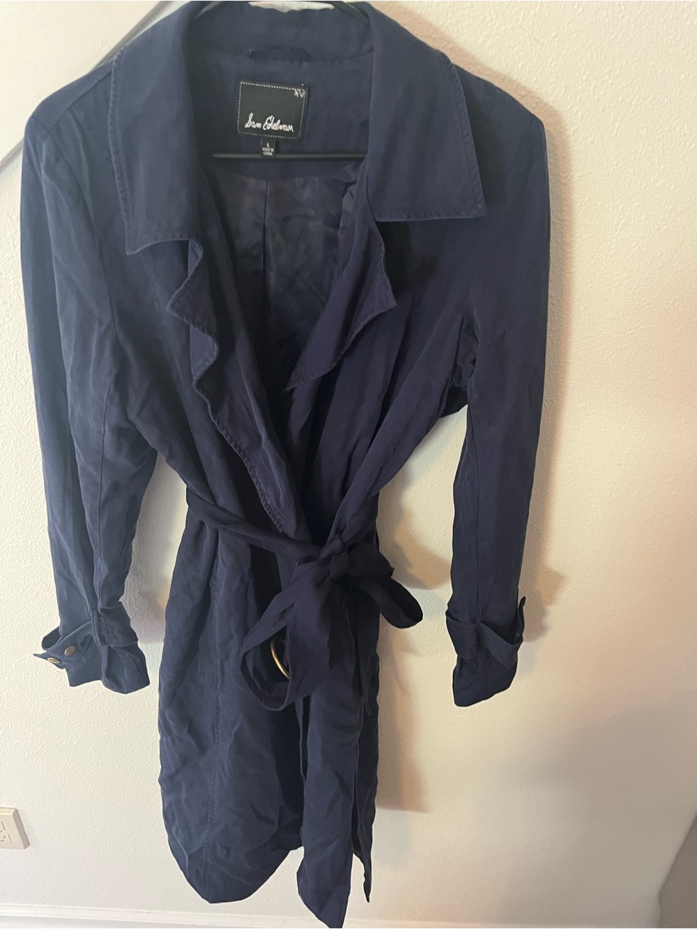 Sam Edelman Navy Belted Trench Coat